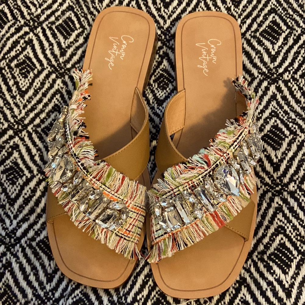 Crown Vintage, Excellent condition jeweled slide sandals